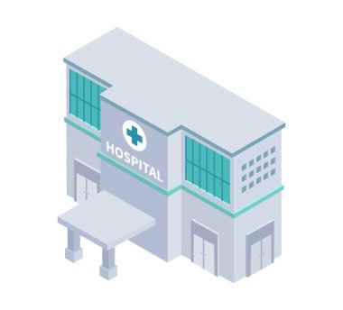 Hastane Binası Isometric Kompozisyon