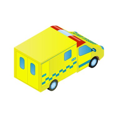 Ambulans Aracı Isometric Kompozisyon