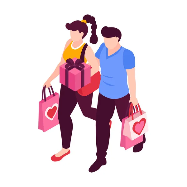 Lovers Go Shopping Composition — Stock Vector