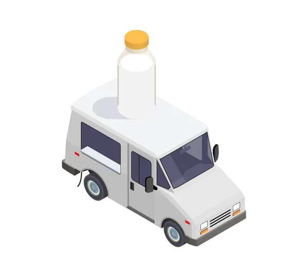 Milch verkaufen Auto Zusammensetzung — Stockvektor