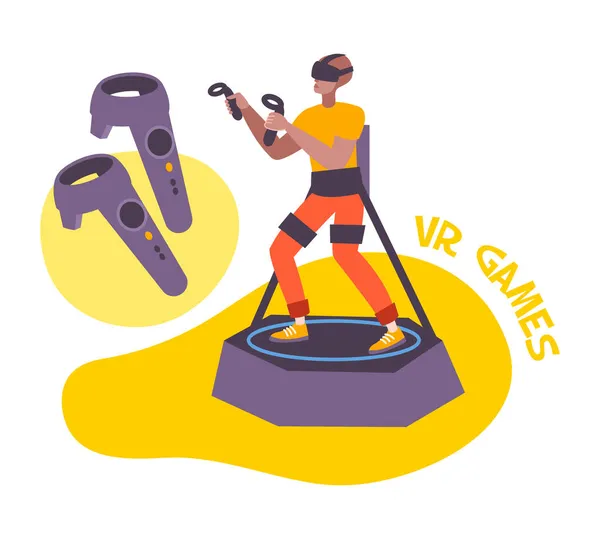 Composición de juego VR plana — Vector de stock