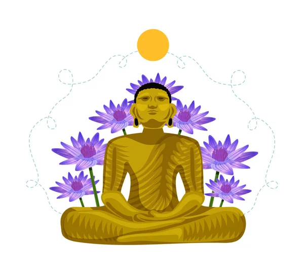 Buddha Virágok Turizmus Összetétel — Stock Vector