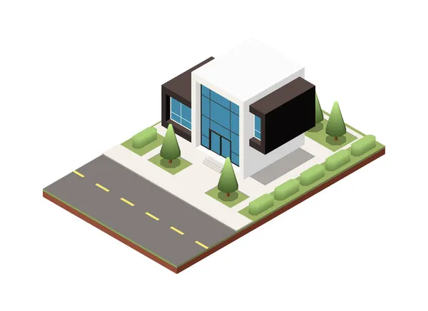 Modern Building Road Composition — Stock Vector