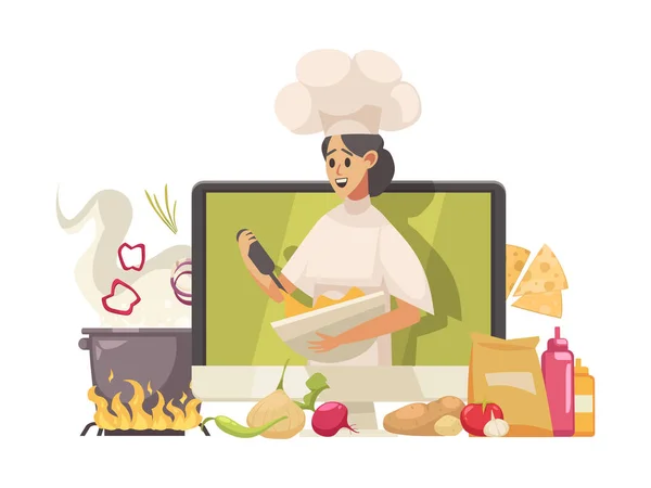 Koken Video Blogger Samenstelling — Stockvector