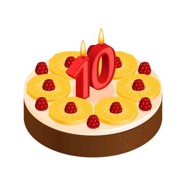 Composición de pastel de diez años — Vector de stock