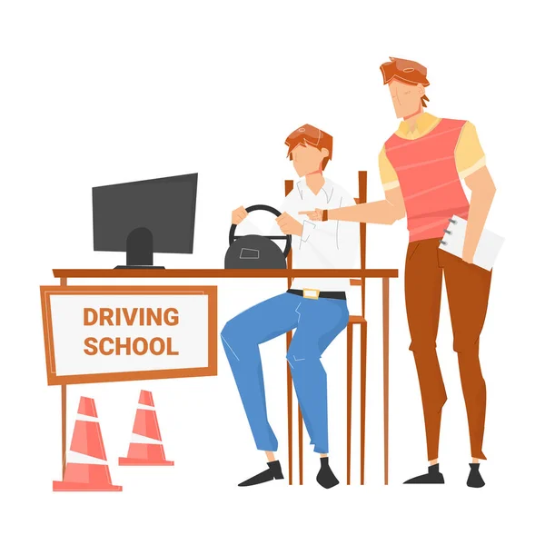 Formation à l'école de conduite Composition — Image vectorielle