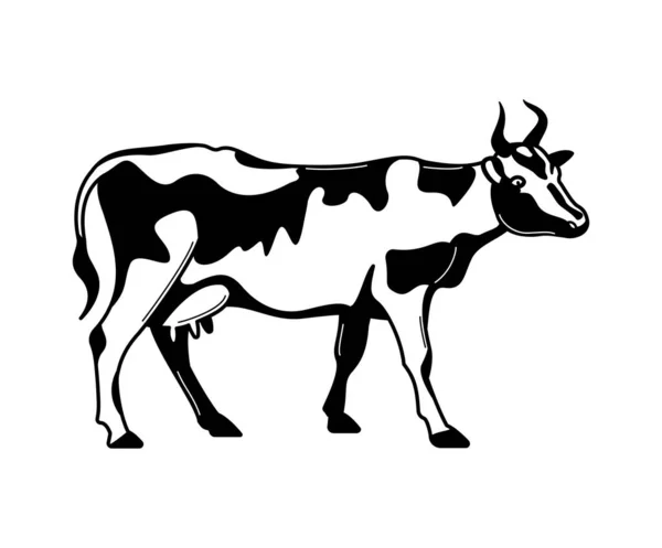 Composición de vaca dibujada a mano — Vector de stock