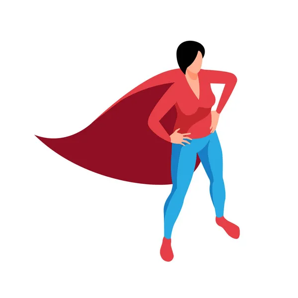 Woman Hero Isometric Composition — Stock Vector