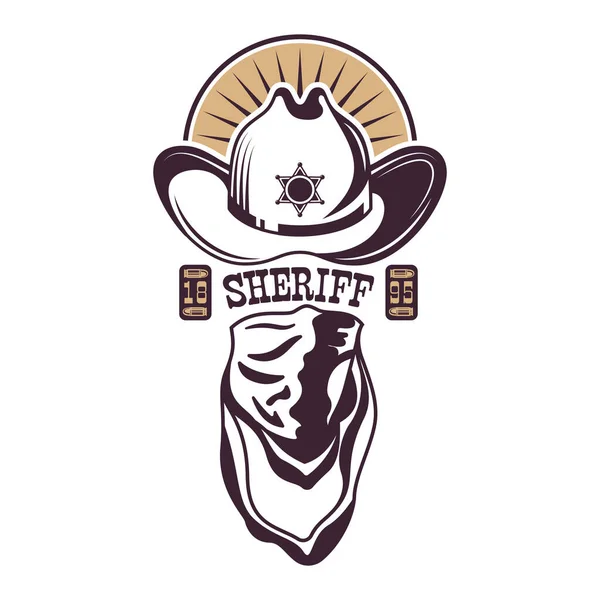 Sheriff Cowboy Embleem Samenstelling — Stockvector