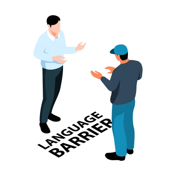Language Barrier Isometric Composition — Stock Vector