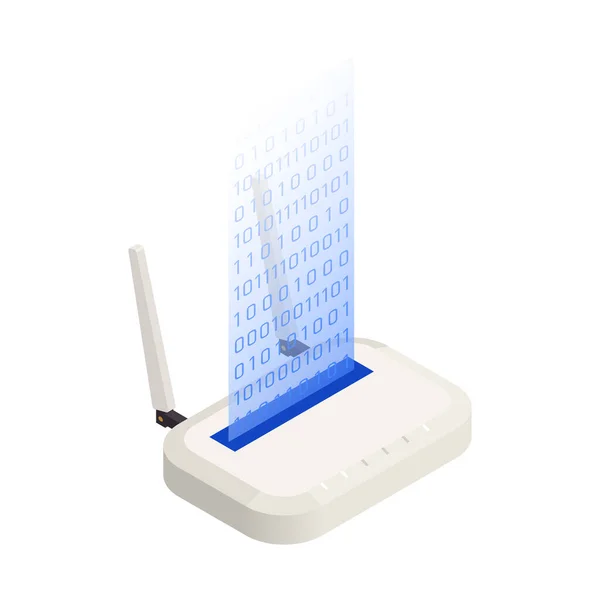 Composizione isometrica olografica del router — Vettoriale Stock