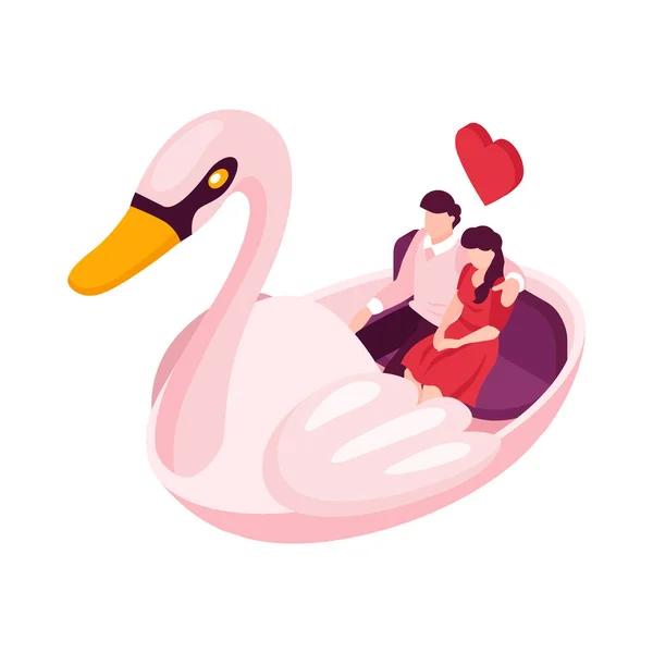 Swan Boat Lovers Composition — Stock Vector