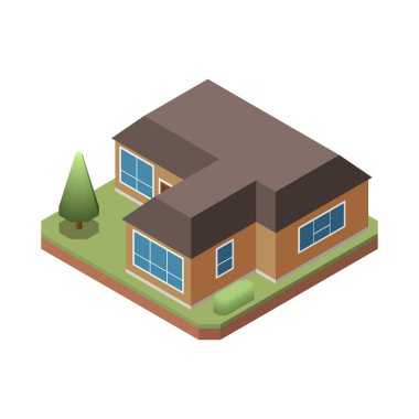 Isometric Banliyö Evi Kompozisyonu