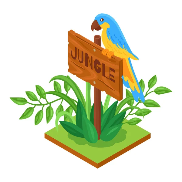 Jungle Papegaai Signboard Samenstelling — Stockvector