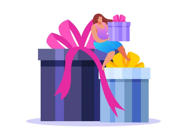 Woman Gift Boxes Composition — Stock Vector