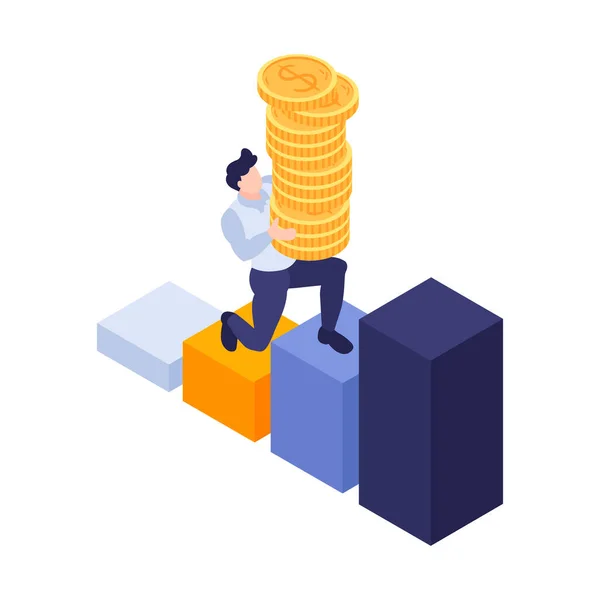 Stairway With Coins Composition — Stock Vector
