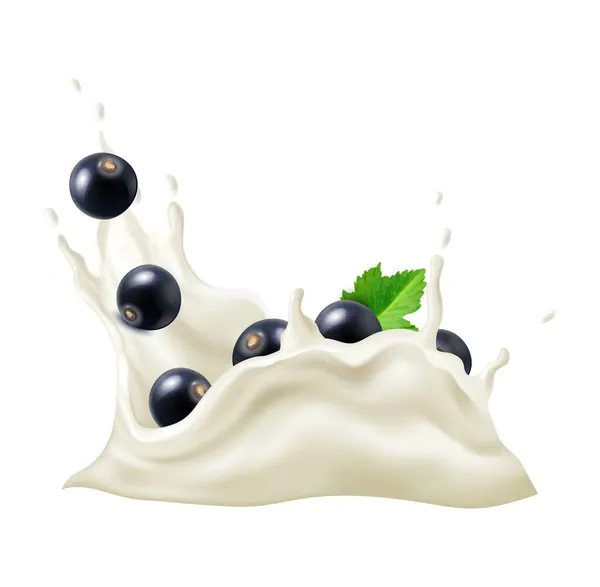 Состав йогурта черной смородины — стоковый вектор