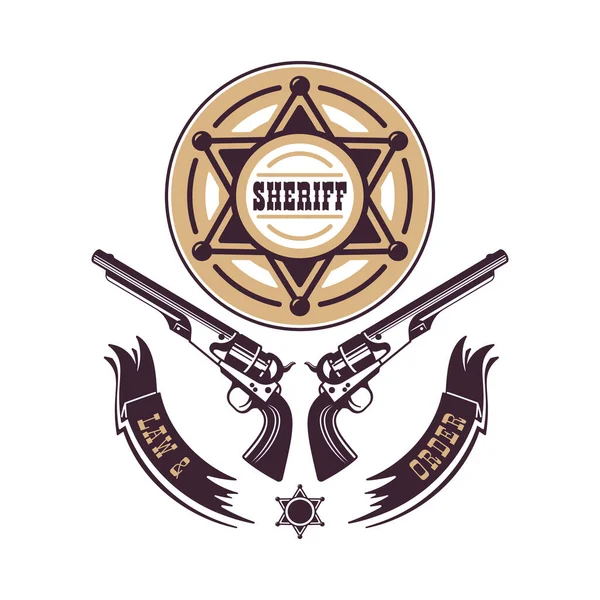 Sheriff Star Emblema Composición — Archivo Imágenes Vectoriales