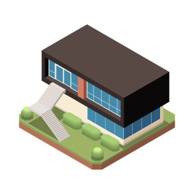 Banliyö Villa Isometric Kompozisyon