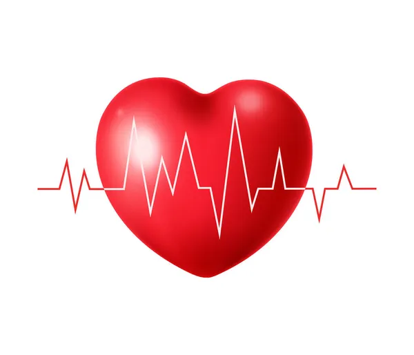 Composición del corazón y del cardiograma — Vector de stock