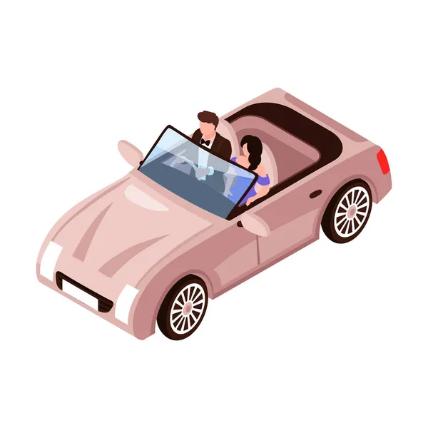 Cabrio Car Celebridades Composición — Vector de stock