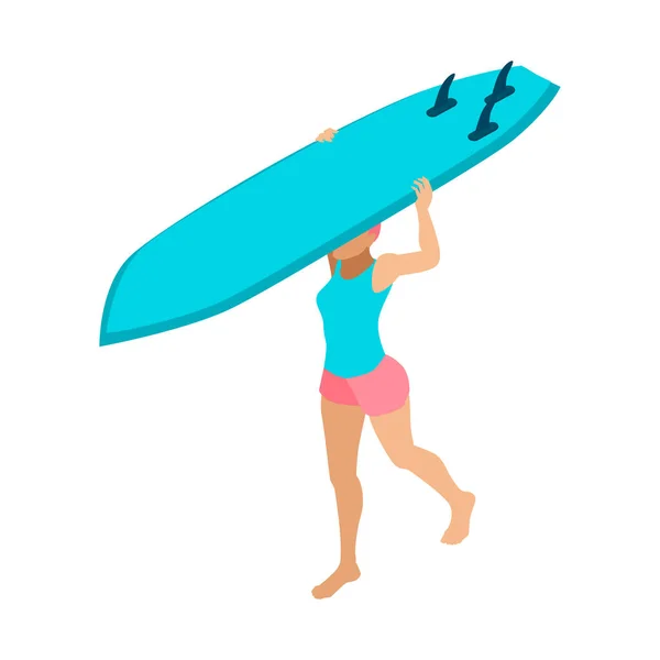 Carrying Surfing Board Composition — Stock Vector