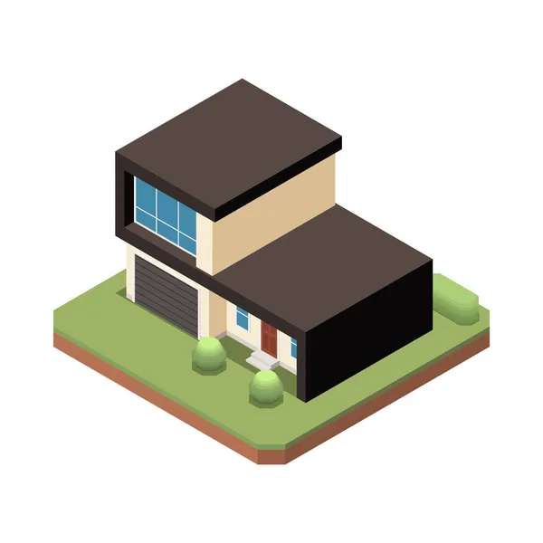 Isometriskt modernt hus sammansättning — Stock vektor