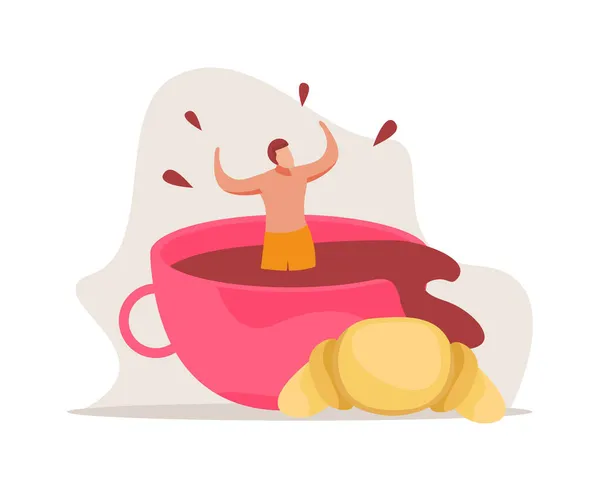 Koffie Croissant Morning Samenstelling — Stockvector