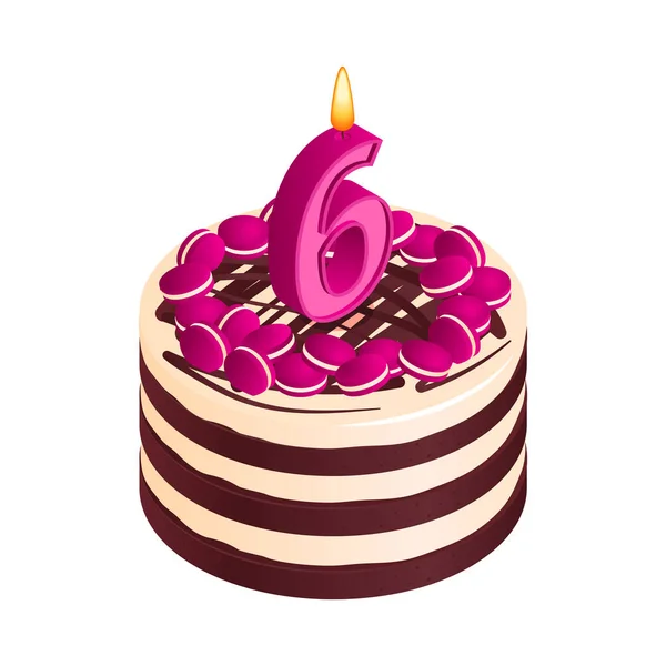 Six Years Cake Composition — Stock Vector