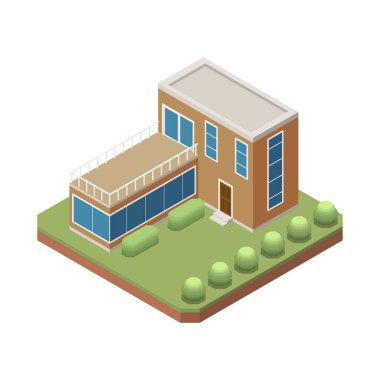 Banliyö Binası Isometric Kompozisyon