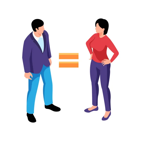 Hombre es igual a Mujer Composición — Vector de stock