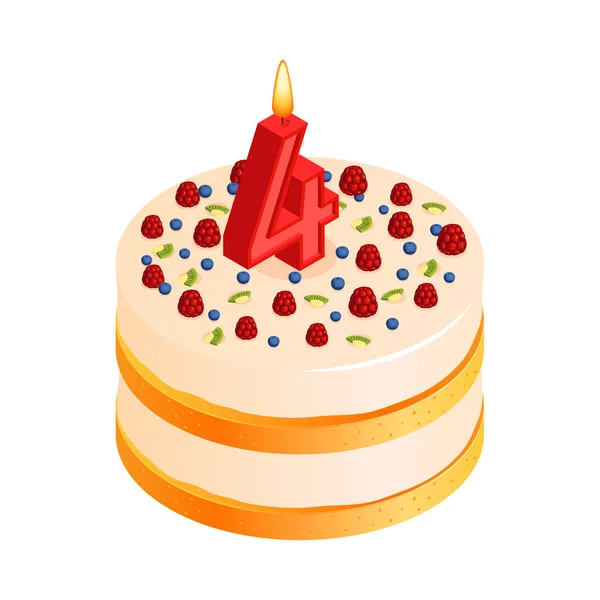 Composición de pastel de cuatro años — Vector de stock