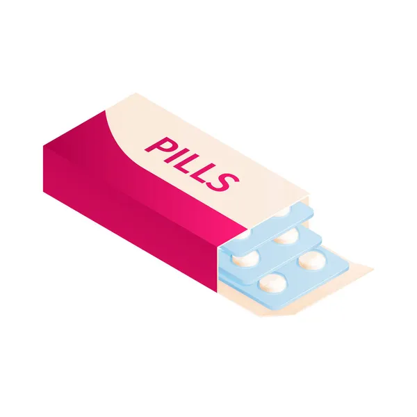 Tabletki Pack Skład izometryczny — Wektor stockowy
