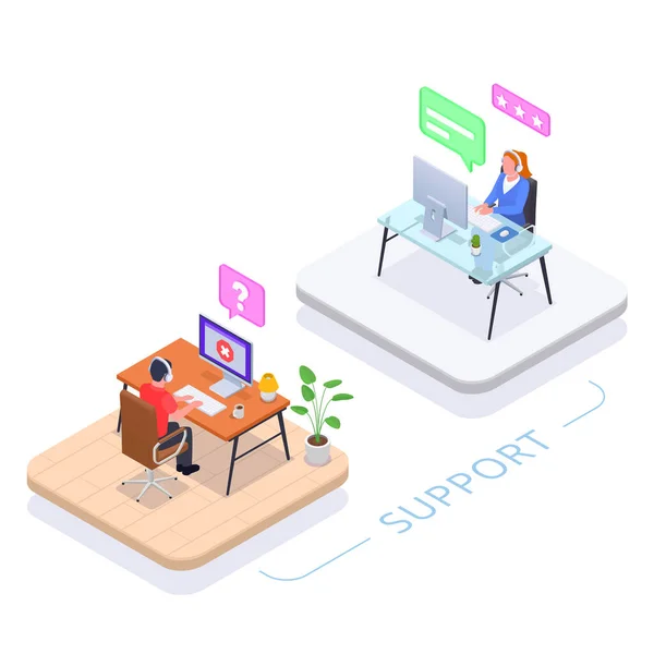 Call Center Helpdesk Isometrisch Concept — Stockvector