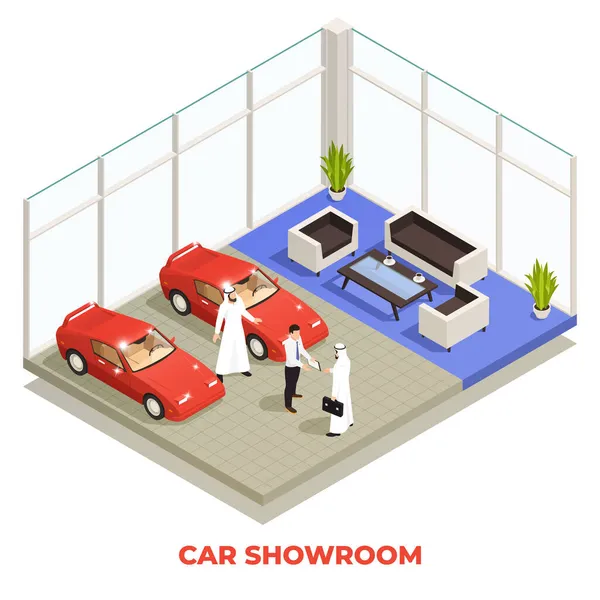 Saudi Car Showroom Composición — Archivo Imágenes Vectoriales