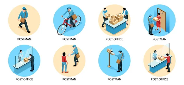 Composizione rotonda del servizio postale — Vettoriale Stock