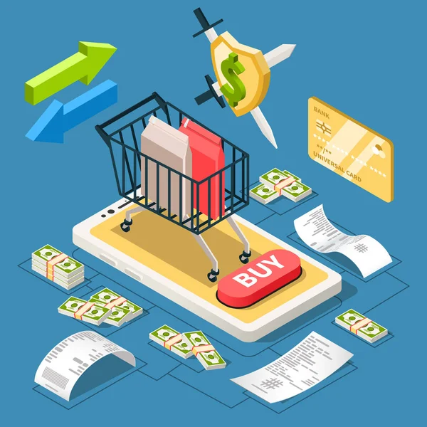 Online Shopping Receipt Samenstelling — Stockvector