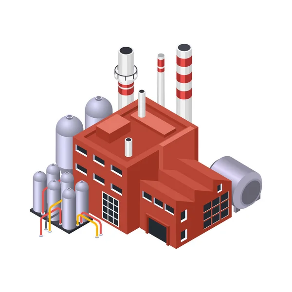 Electric Plant Isometric Composition — Stock Vector