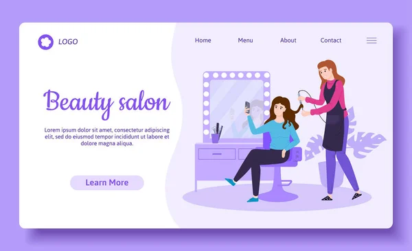 Página web del salón de belleza — Vector de stock