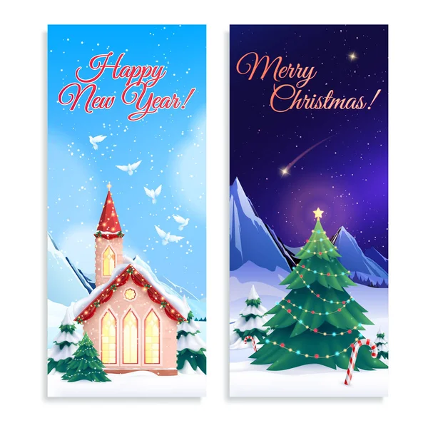 Weihnachtshäuser vertikale Banner — Stockvektor