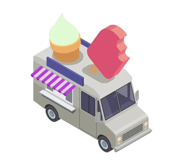 Ice Cream Truck Composition — Stock Vector
