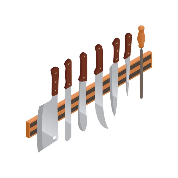 Knives On Rail Composition — Stock Vector