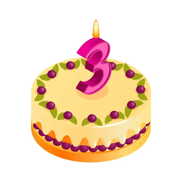 Three Years Cake Composition — Stock Vector