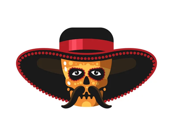 Cráneo mexicano aterrador Composición — Vector de stock