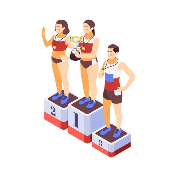 Runners Winners Podium Composition — Stock Vector