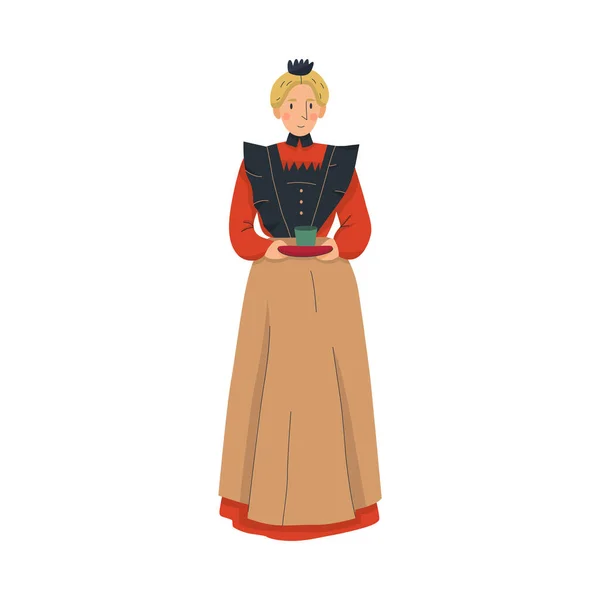 Medieval Housemaid Vintage Composición — Vector de stock