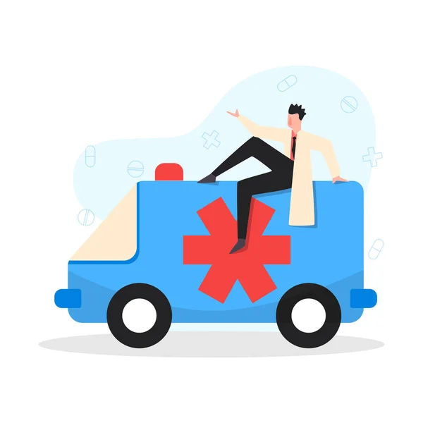 Ambulans bil läkare sammansättning — Stock vektor
