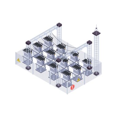 Elektrik Transformatörleri Isometric Composition