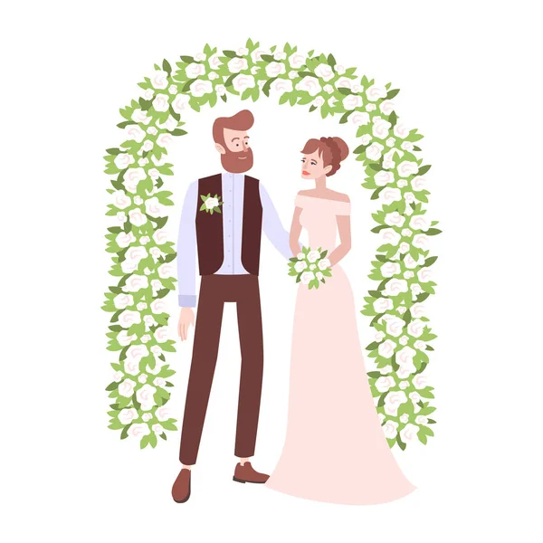 Bride Groom Arch Composition — Stock Vector