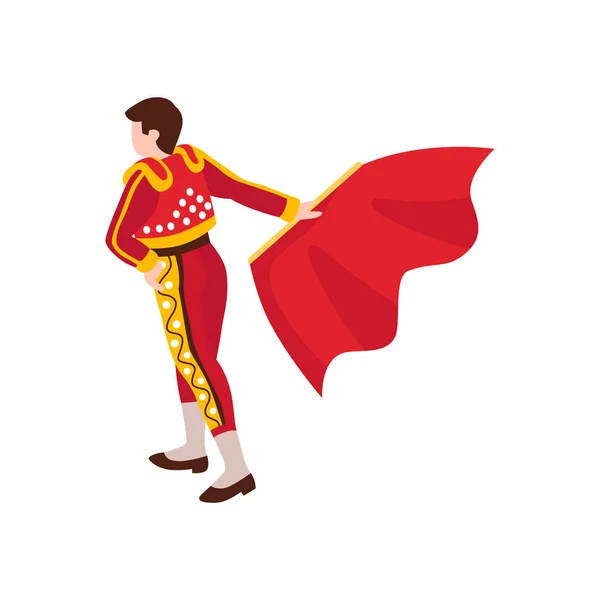 Bullfighter With Cloth Composition — Stock Vector